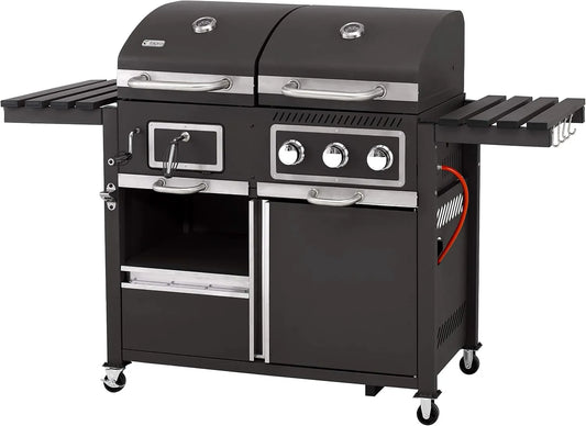 Gasgrill, tepro Gas Kohle Kombigrill Toronto, 3 Brenner mit je ca. 2,9 kW Leistung, Maße ca. 173 x 65 x 116,5 cm, Piezozündung, Thermometer