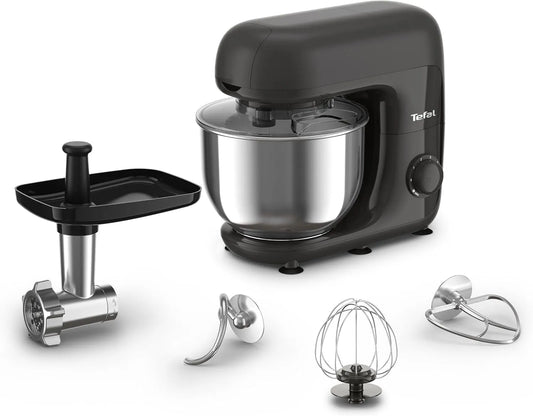 Tefal Küchenmaschine QB161H38, Leistung 800 W, 4,8 Liter Kapazität, Edelstahlschüssel, Bake Essential 4-in-1