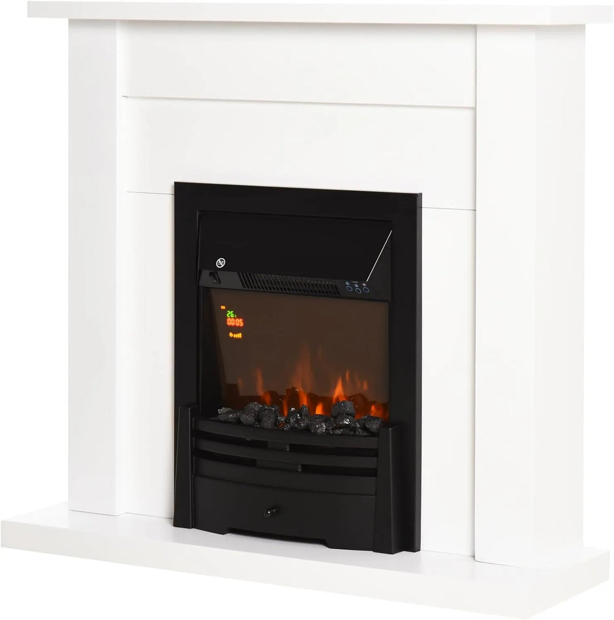 Homcom Elektrokamin 3D-Flammeneffekt, LED, 2000W Elektrischer Kamin mit 2 Leistungsstufen, Standkamin mit Heizung, Fernbedienung, Timer