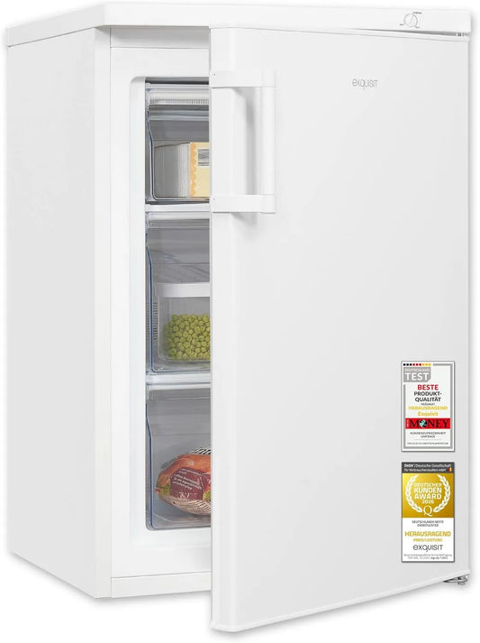 Exquisit Gefrierschrank 4-Sterne-Gefrierteil GS581-H-010E, 40 dB, manuelle Temperaturregelung, weiss, Fassungsvermögen 85 l Nutzinhalt