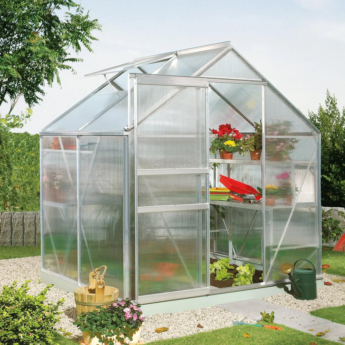 Gewächshaus 3000 Vitavia, 6 mm HKP, 3,0 m², Calypso ', Aluminium eloxiert, Wetterfestes & stabiles Treibhaus, für Gemüse & Pflanzen