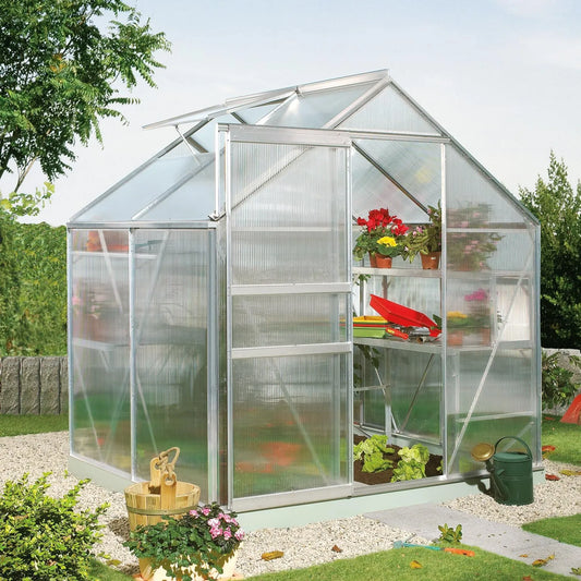 Gewächshaus 3000 Vitavia, 6 mm HKP, 3,0 m², Calypso ', Aluminium eloxiert, Wetterfestes & stabiles Treibhaus, für Gemüse & Pflanzen
