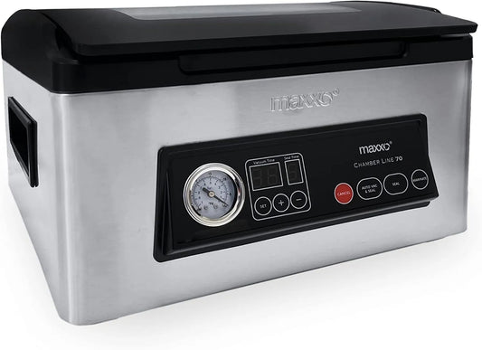 Maxxo VM, min. + 30 Stück Vakuumbeutel Kostenlos!, ChamberLine 70 Kammervakuumierer 7 L Profi Vakuumierer für Flüssigkeiten 72 Liter