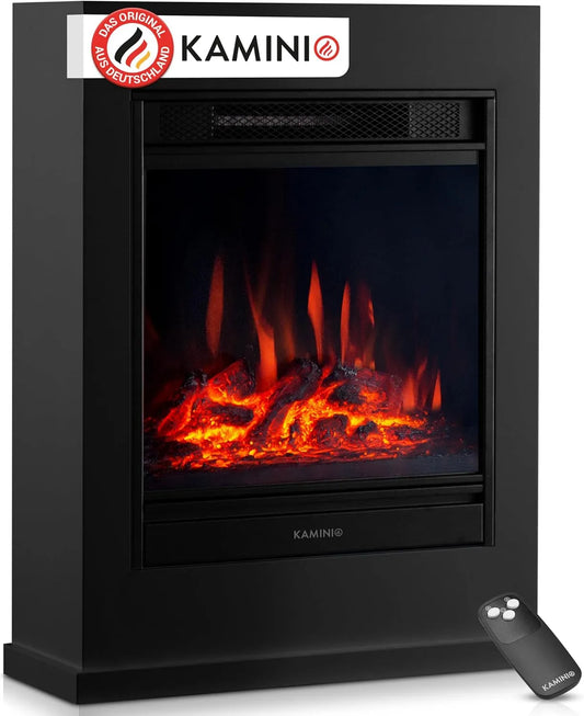 Elektrokamin 3D-Flammeneffekt, Kalle, Elektrischer Standkamin mit Heizung, Fernbedienung, in Schwarz
