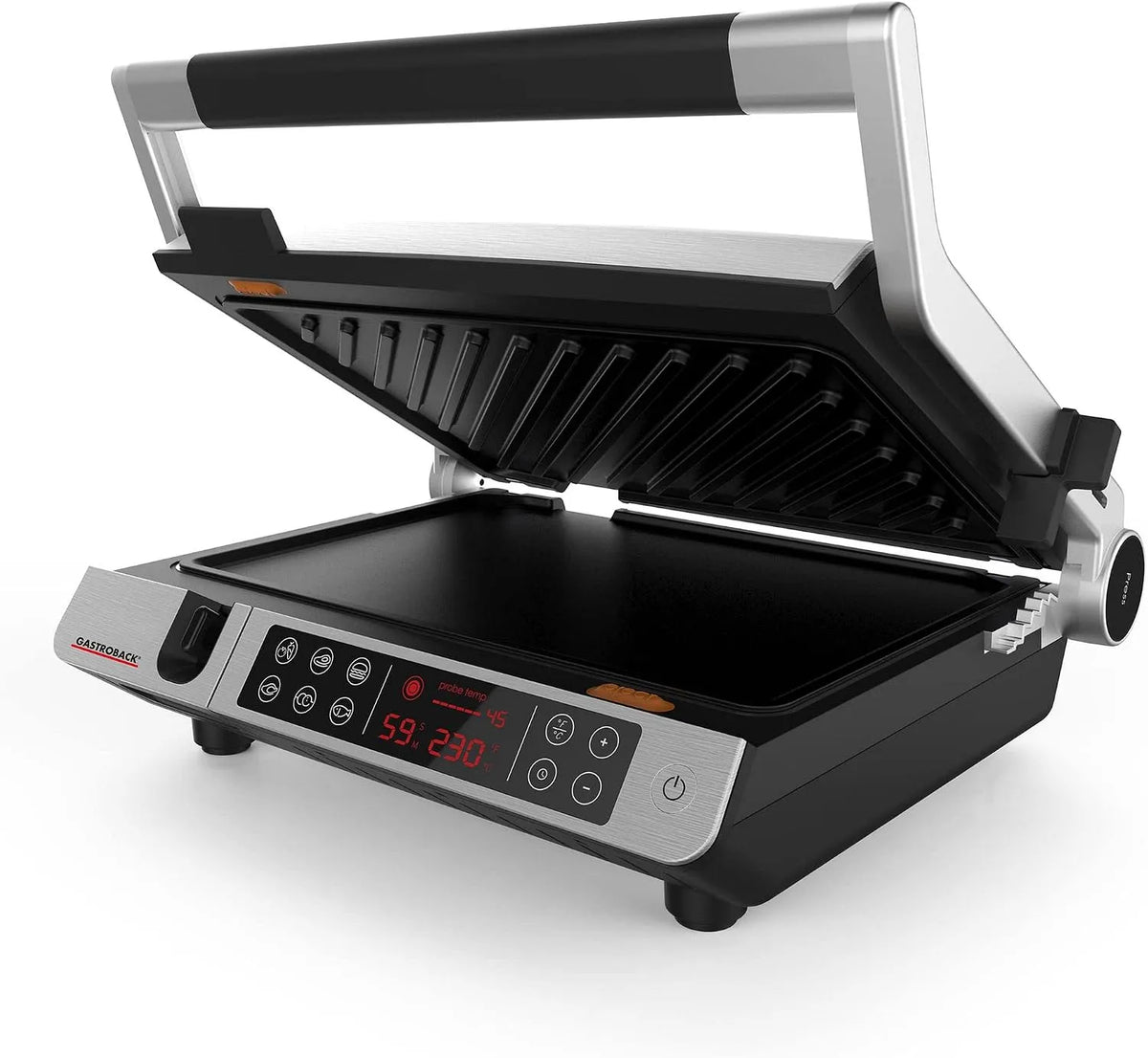 Grill 62539 60-Minuten-Timer, 6 Grillprogramme, GASTROBACK Gastroback Design BBQ Advanced Control, Kontaktgrill, Tischgrill, Innengrill, aufklappbar