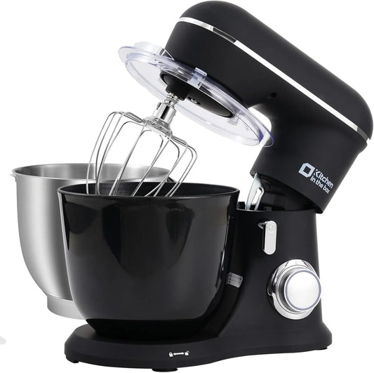 Küchenmaschine 10+P, Leistung 1300 W, Geschwindigkeits Teigmaschine mit Knethaken, in Schwarz, Fassungsvermögen 4,5 L & 5 L Knetmaschine
