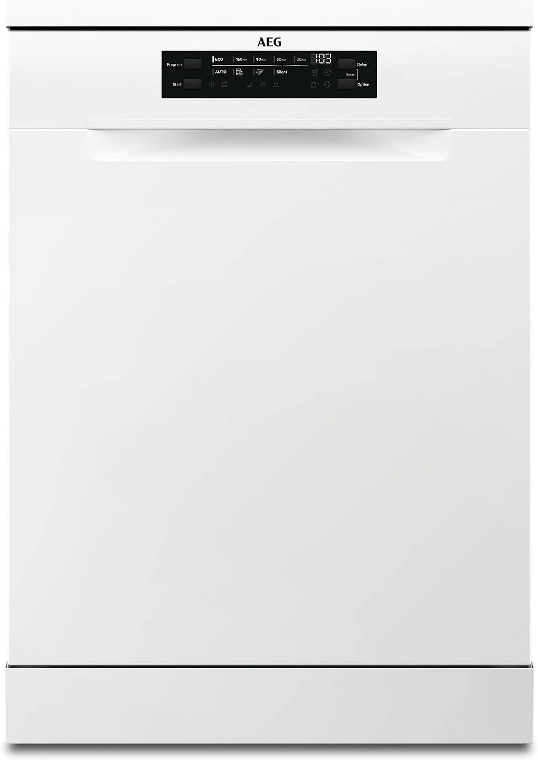 AEG Geschirrspüler 5000 FFB7572APW, Freistehender 60cm, 44 dB, 14 MG, Serie: AirDry Kein Nachtrocknen, Energieklasse B, ckschublade, Wasserstopp
