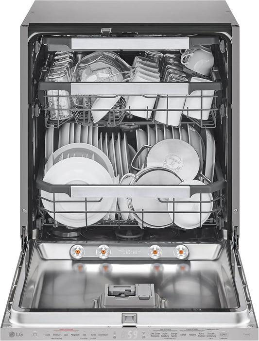 LG Geschirrspüler DB597TXS, vollintegrierbarer, Energieklasse A -20%, Spülmaschine mit ckschublade, Dampfreinigung, besonders leise, Silber
