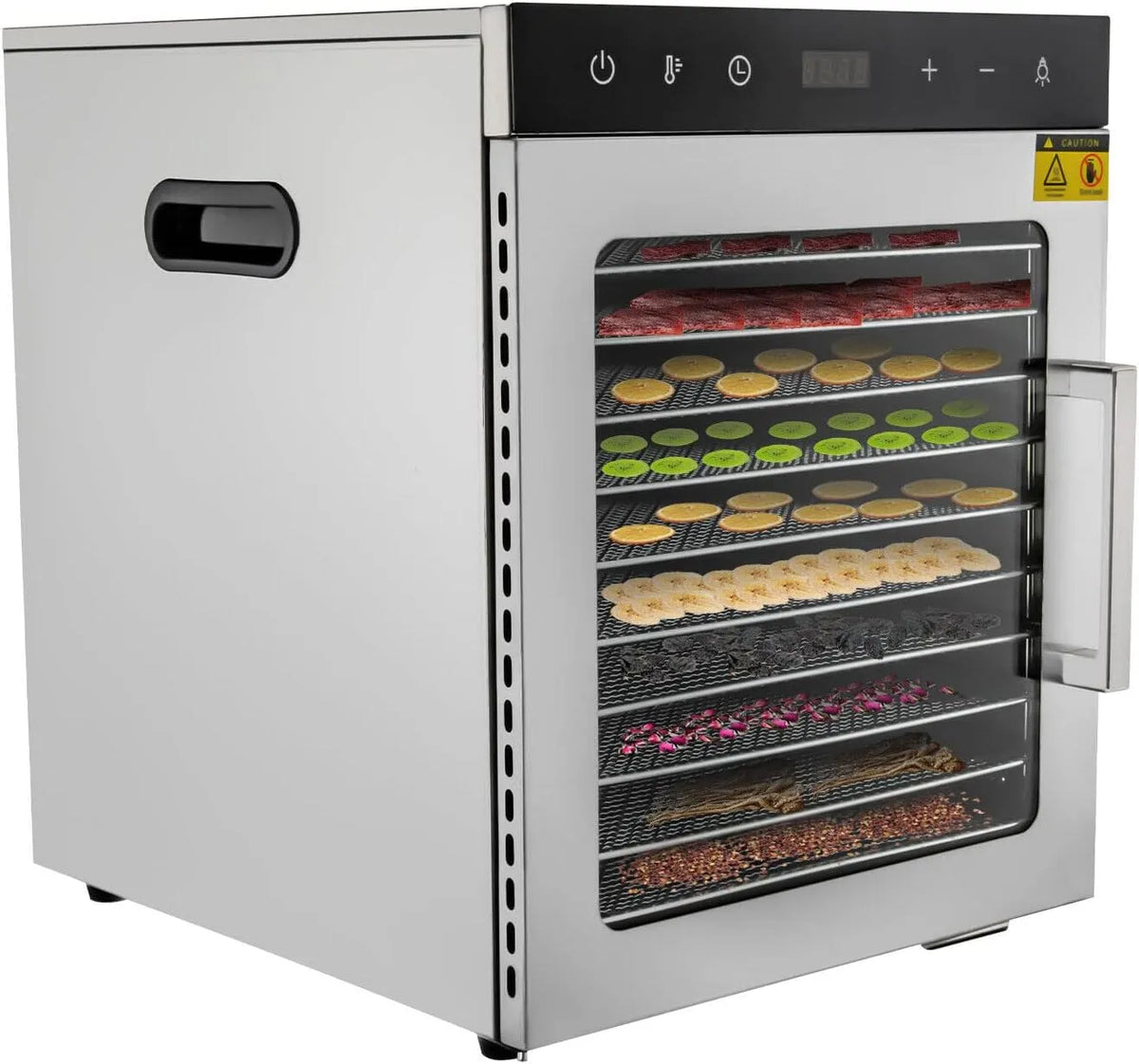 800 Watt Dörrautomat, Food Dehydrator mit 10 Edelstahlschalen LED Touch Control Design