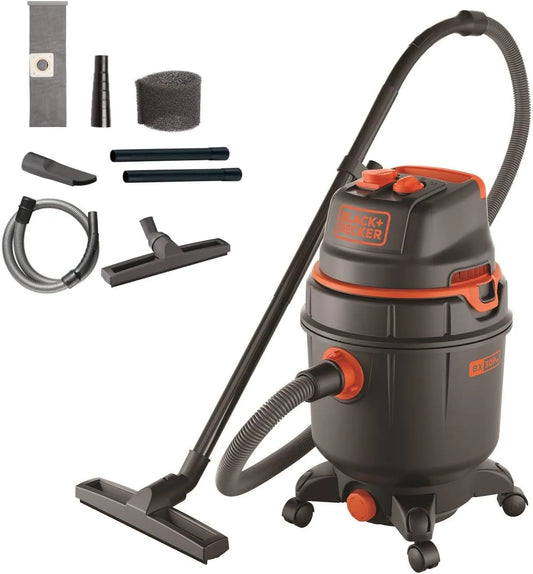 Black+Decker Nass-/Trockensauger BXVC30PTDE, Leistung 1600 W, Fassungsvermögen 30 Liter, Nass und mit Integrierte Steckdose für Elektrowerkzeug